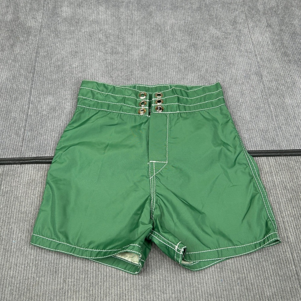 Birdwell Beach Britches Board Shorts Green Nylon Surf Trunks Size 20 USA Y2k